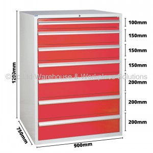 Euroslide Storage Cabinet 7 Drawer 1200mm